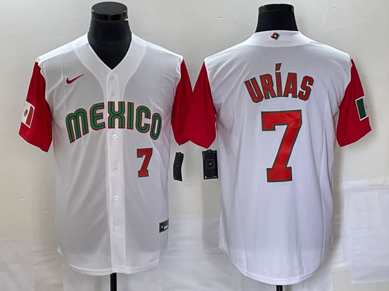 Men 2023 World Cub Mexico #7 Urias White orange Nike MLB Jersey6
